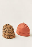 Juniors cheetah print cap (set of 2)