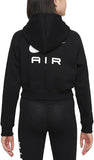 Nike Air solid black girls cropped fleece hoodie (Winter)