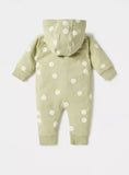 Juniors Green Floral Printed Fleece Lined Openfeet Sleepsuit (winter)