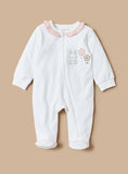Juniors bunny & flower embroidered zipped sleepsuit