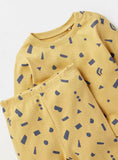 Juniors yellow all over printed ribbed shirt & pyjama set (set of 2)