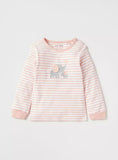 Juniors Elephant Applique Striped T-shirt