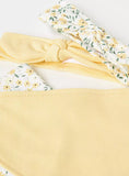 Juniors yellow floral bandana bib & headband(set of 4)