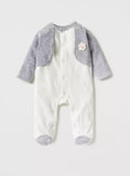 Juniors white fleece sleepsuit with grey coat design (Winter)