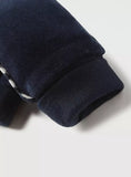 Giggles Solid Cuffed mittens with striped detailing
