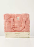 Giggles Textured Muslin Fabric Diaper Bag with Handles and Adjustable Strap
