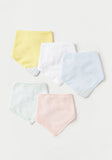 Juniors Multicolor pastel bandana bibs with silicone attached teether (set of 5)