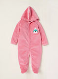 Juniors hot pink penguin fleece hooded sleepsuit (Winter)