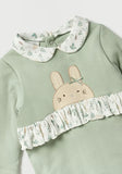 Juniors green bunny frill padded sleepsuit (Winter)