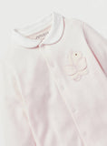 Juniors solid pink flower embroidered sleepsuit