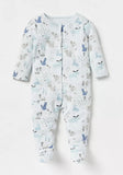 Juniors blue fox printed sleepsuits (set of 3)