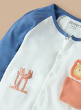 Juniors white animals printed colorblock sleepsuit