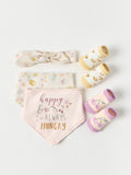 Juniors Happy Always Hungry Bib, Booties & headband (set of 5)