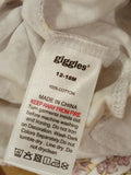 Giggles All Over Beige Flower Printed Girls Sleepsuit