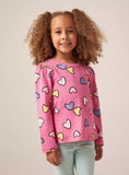 Juniors pink all over hearts printed Fullsleeves tshirt