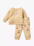 Juniors lion embroidered shirt & jog set (set of 2) (Fleece lined) (winter)