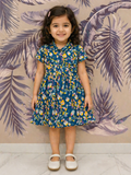 R&B blue leafy button down frock (Summer)