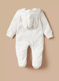 Juniors ribbed hooded white zipped sleepsuit (Winter)