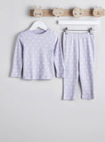 Juniors purple polka dots shirt & pyjama set (set of 2)