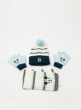 Disney Mickey Mouse Embroidered Beanie cap and Scarf with Gloves (set of 3) (Winter)