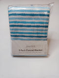 Juniors multi blue stripe flannel blankets (Pack of 3)