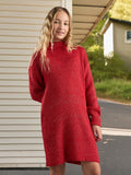 Max Solid Red Knitted Long Sweat Dress (Winter)
