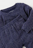 Juniors navy all over ribbed shirt & pyjama set (set of 2)