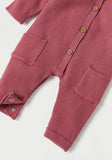 Juniors red ribbed knitted openfeet sleepsuit (Winter)