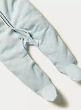 Giggles ribbed formal collared blue colorblock sleepsuit (Thick cotton) (Winter)