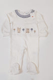 Juniors white bunny embroidered sleepsuit