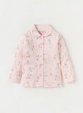 Juniors pink bunny printed shirt & pyjama set (set of 2)