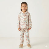 Juniors brown flower printed shirt & Pyjama set (set of 2)