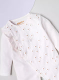 Giggles all over flower embossed pink sleepsuit