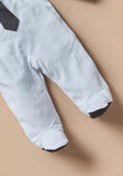 Giggles navy tie embroidered sleepsuit