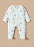 Juniors white yatch printed zipped sleepsuit