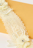 Giggles Floral Applique Elasticated HeadBand with lace detail