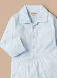 Giggles solid blue shirt & pyjama set (set of 2)