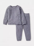 Juniors grey ribbed shirt & pyjama set (set of 2)