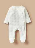 Giggles Solid White Quilted & Padded Sleepsuit (Winter)