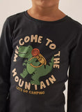 Juniors black welcome to the mountain Fullsleeves tshirt