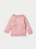 Juniors pink all over flowers printed shirt & pyjama set (set of 2)