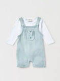 Juniors Blue Bear Solid White Shirt & Knitted Dungaree (Set Of 2)(Winter)