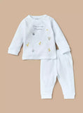Juniors white I love my mummy embroidered shirt & pyjama set (set of 2)