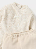 Juniors beige embroidered fleece frill shirt & pyjama set (set of 2) (Winter)
