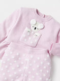 Juniors Pink Bunny Embroidered Knitted Frill Shirt & Pyjama Set (Set Of 2) (Winter)