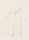 Juniors white dot embossed fleece sleepsuit (Winter)
