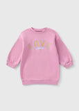Matalan pink love print fleece long sweat dress (Winter)