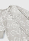 Juniors grey all over bear printed fleece zipped sleepsuit (Winter)