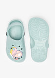 Aqua blue butterfly crocs