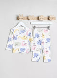 Juniors colorful swan printed shirt & pyjama set (set of 2)